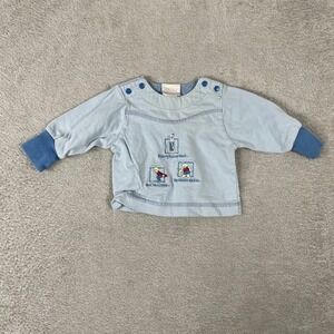 Vintage Carters Classics Shirt Baby 0-3M Blue Nursery Rhyme Embroidered 90s